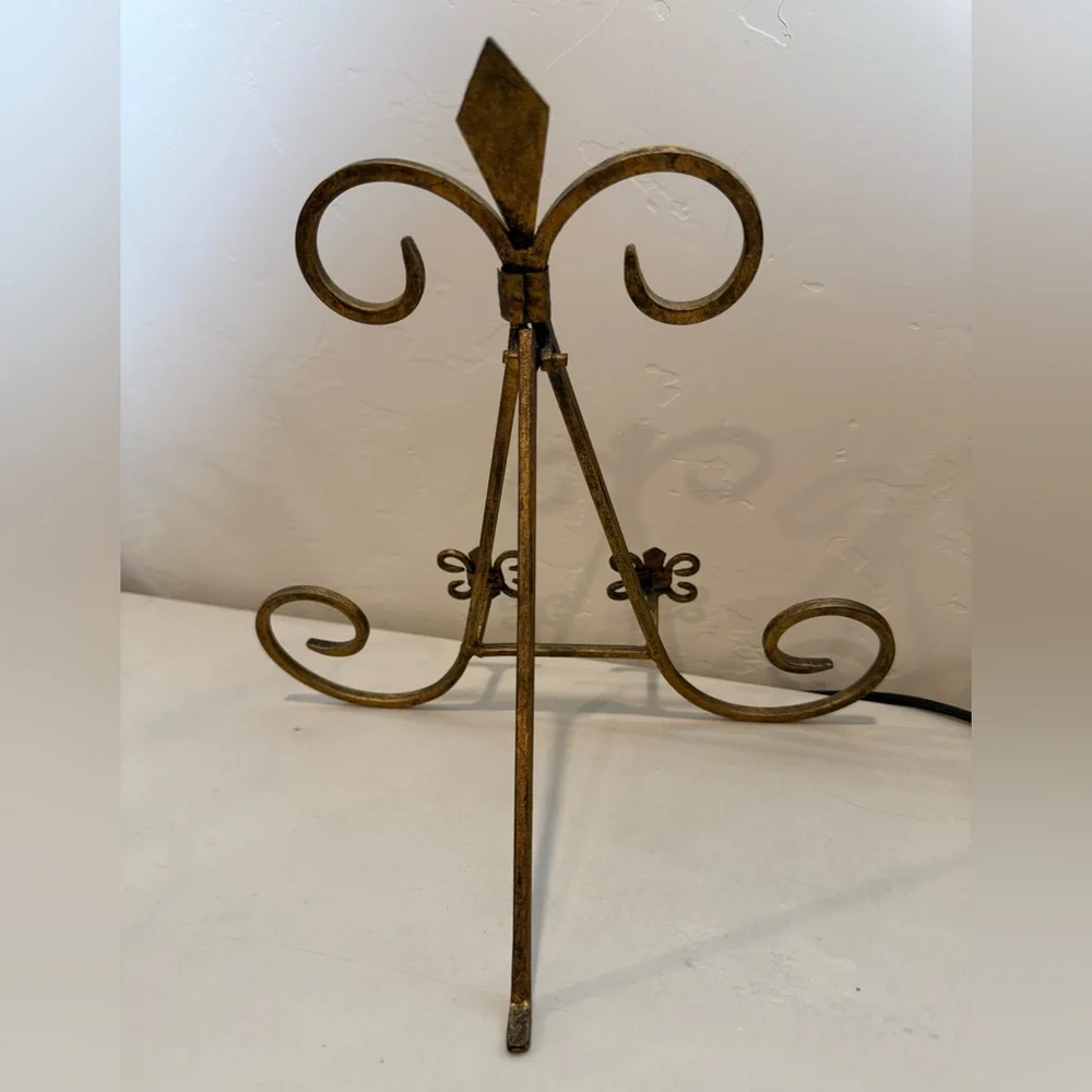 Large Wrought Iron Black Gold Easel Picture Frame Art‎ Display Stand 11” Tall